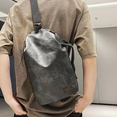 Vintage PU Leather Chest Bag Anti theft Crossbody Bag