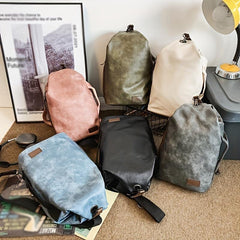 Vintage PU Leather Chest Bag Anti theft Crossbody Bag