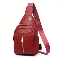 Embroidered Geometric Pattern Chest Bag for Women