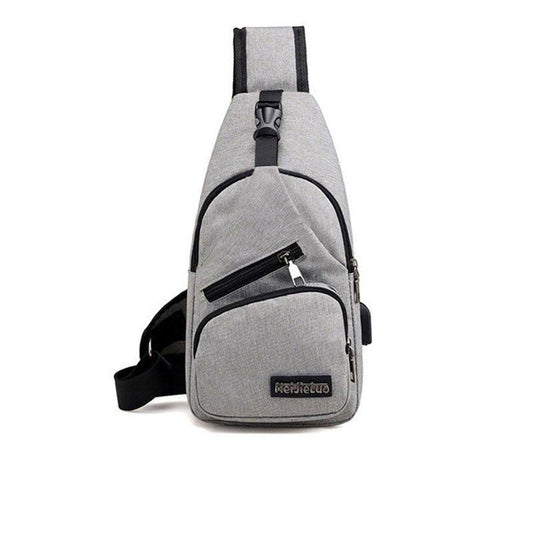 Large Capacity Diagonal Men's Shoulder Bag with USB Charging Port