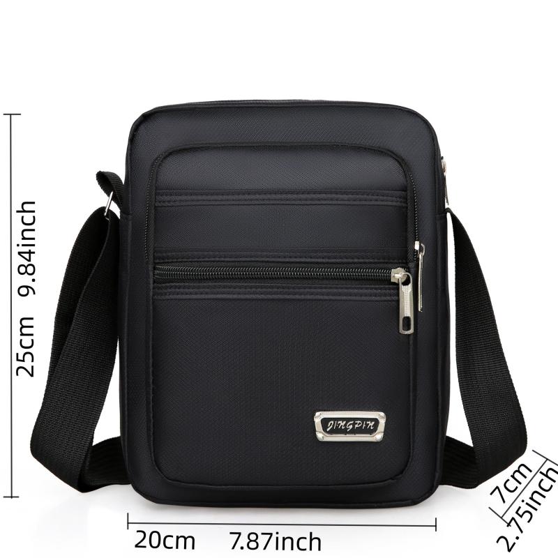 Men's Large Capacity Nylon Messenger Bag with Shoulder Strap