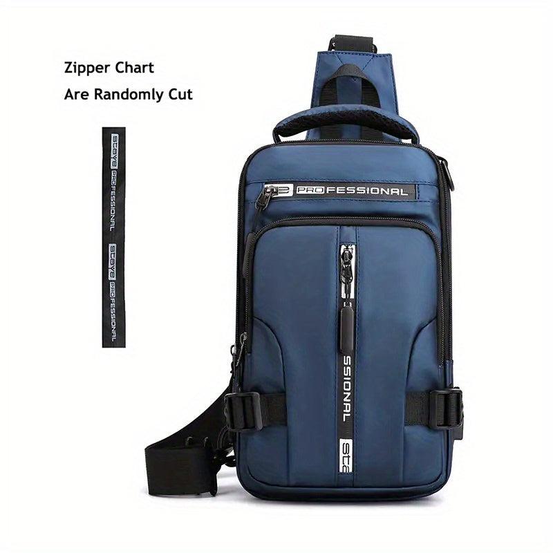 Men's Rucksack Messenger Shoulder Bag USB Travel Backpack Chest Bag