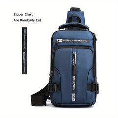 Men's Rucksack Messenger Shoulder Bag USB Travel Backpack Chest Bag