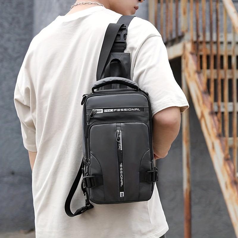 Men's Rucksack Messenger Shoulder Bag USB Travel Backpack Chest Bag