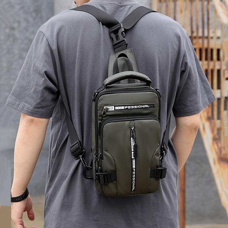 Men's Rucksack Messenger Shoulder Bag USB Travel Backpack Chest Bag