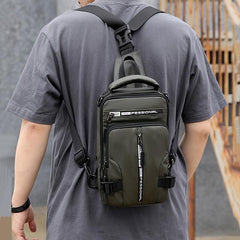 Men's Rucksack Messenger Shoulder Bag USB Travel Backpack Chest Bag