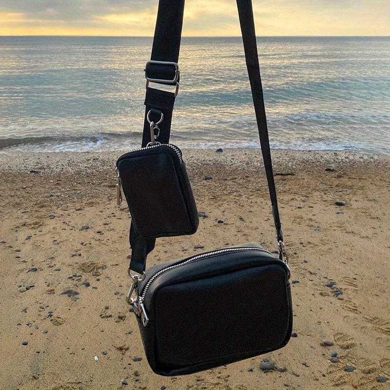 PU Leather Square Crossbody Bag With Coin Purse