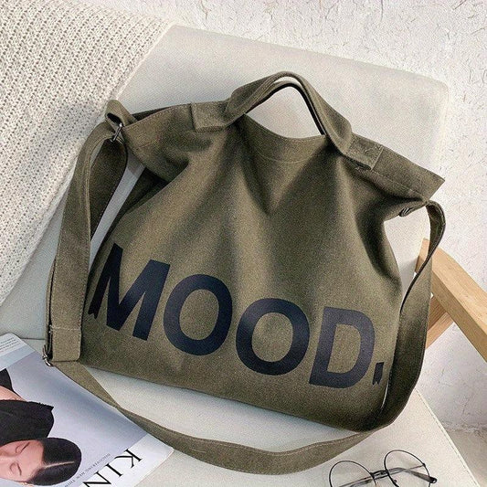 Men's Canvas Print Shoulder Messenger Bag Large Capacity