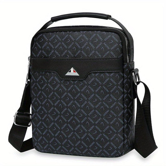 Men's Casual PU Leather Print Crossbody Bag Handbags