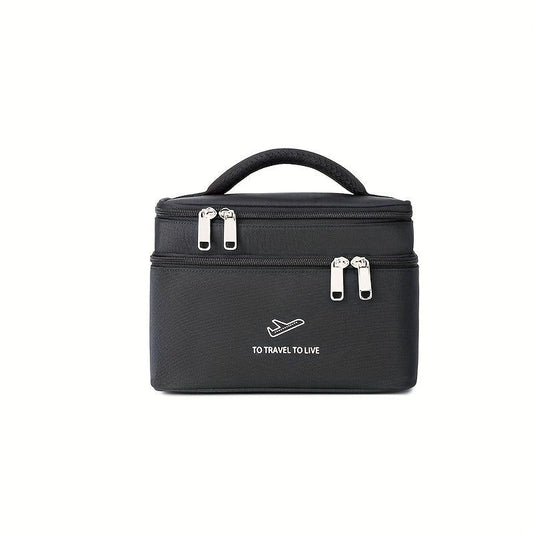 Large Capacity Double Layer Travel Makeup Bag Waterproof Toiletry Bag