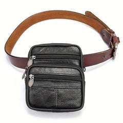 Men's Leather Waist Bag Shoulder Messenger Business Briefcase