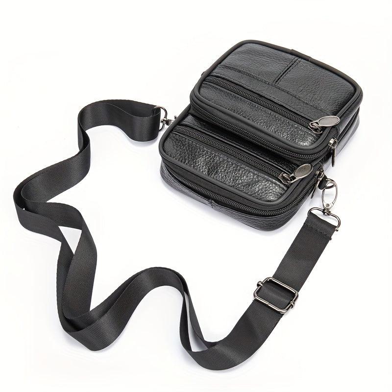 Men's Leather Waist Bag Shoulder Messenger Business Briefcase