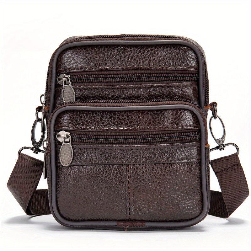 Men's Leather Waist Bag Shoulder Messenger Business Briefcase
