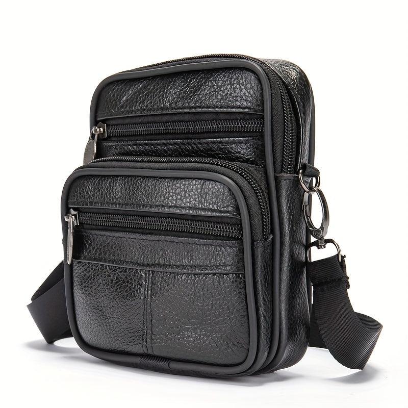 Men's Leather Waist Bag Shoulder Messenger Business Briefcase