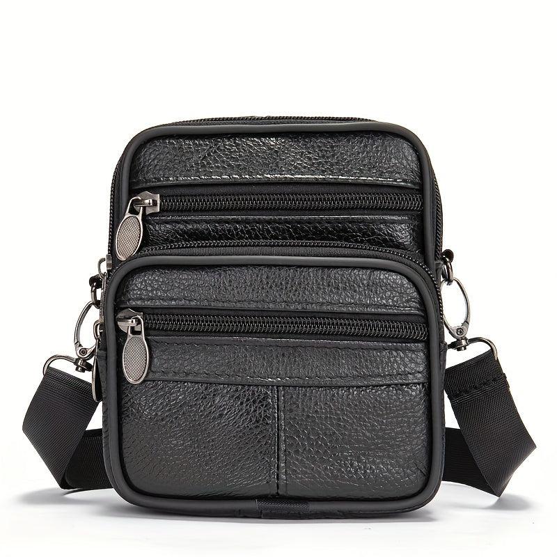 Men's Leather Waist Bag Shoulder Messenger Business Briefcase