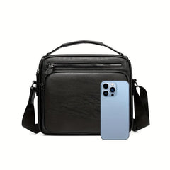 Men's Leather Crossbody Bag Large Capacity Satchel Shoulder Bag
