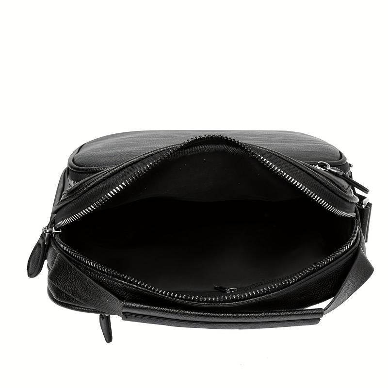 Men's Leather Crossbody Bag Large Capacity Satchel Shoulder Bag