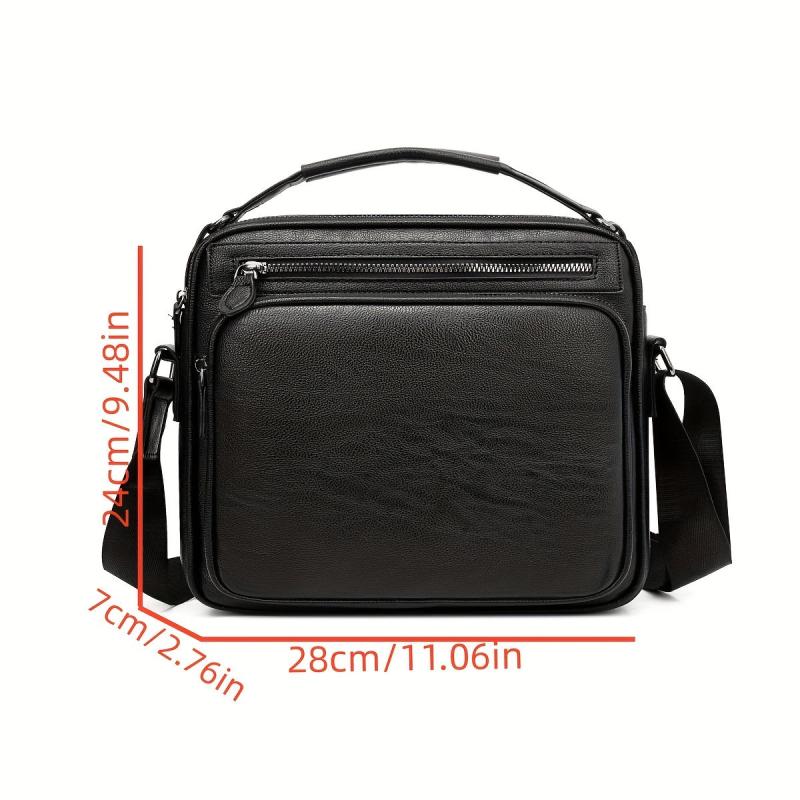 Men's Leather Crossbody Bag Large Capacity Satchel Shoulder Bag