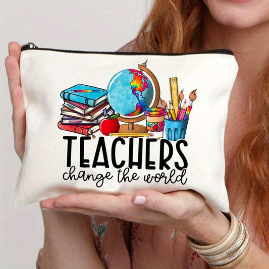 Teacher Change The World Print Cosmetics Bag Toiletry Bag