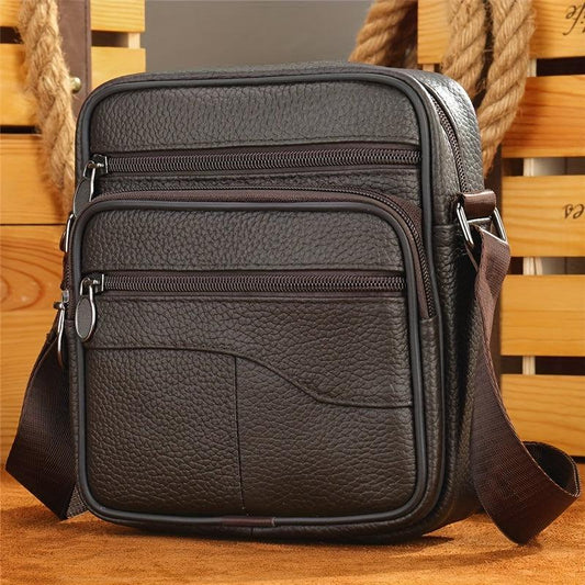 Men's Leather Crossbody Bag Vertical Casual Shoulder Phone Bag
