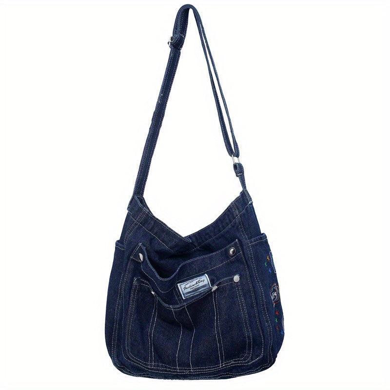 Y2K Denim Hobo Crossbody Bag For Men