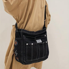 Y2K Denim Hobo Crossbody Bag For Men