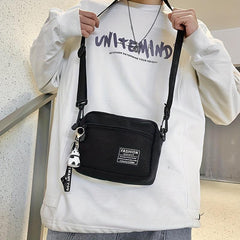 Men's Canvas Messenger Bag with Pendant