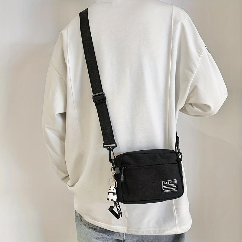 Men's Canvas Messenger Bag with Pendant