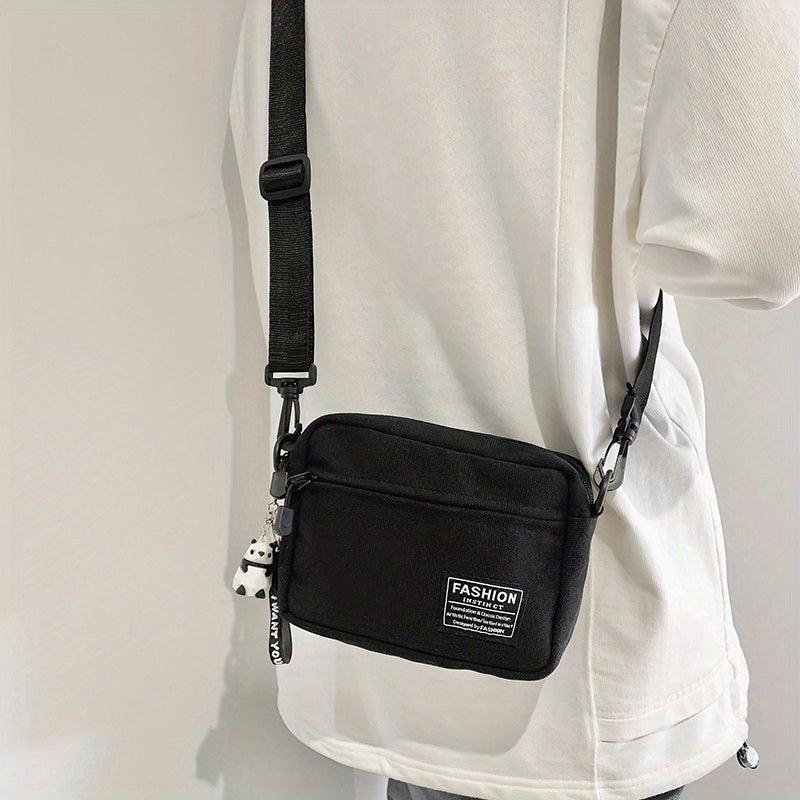 Men's Canvas Messenger Bag with Pendant