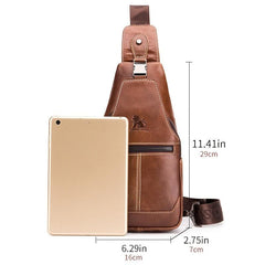 Men's Large Leather Chest Bag Casual Style Shoulder Bag