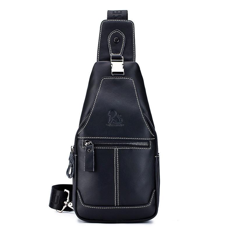 Men's Large Leather Chest Bag Casual Style Shoulder Bag