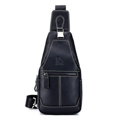 Men's Large Leather Chest Bag Casual Style Shoulder Bag