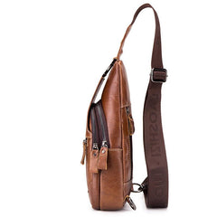 Men's Large Leather Chest Bag Casual Style Shoulder Bag
