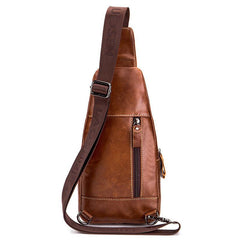 Men's Large Leather Chest Bag Casual Style Shoulder Bag