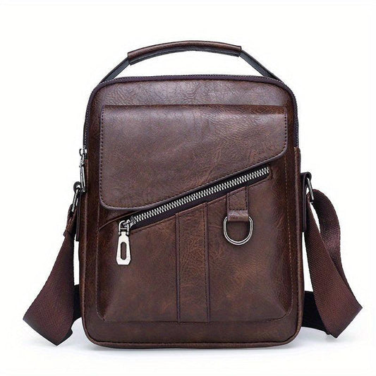 Men's Leather Crossbody Bag Vintage Diagonal Shoulder Bag