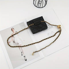 Women's Argyle Quilted Crossbody Mini Chain Belt Bag