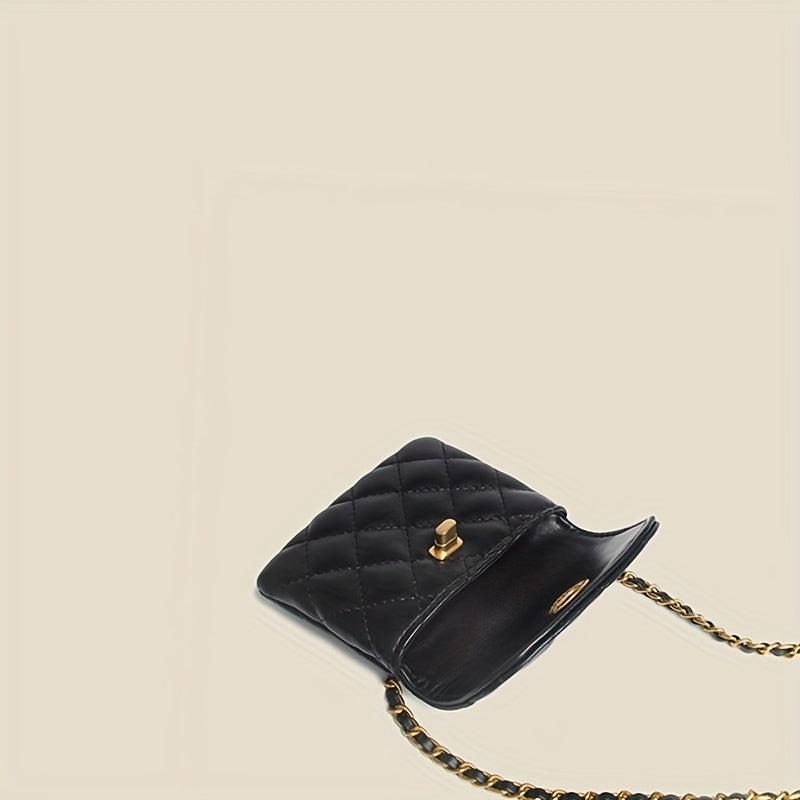 Women's Argyle Quilted Crossbody Mini Chain Belt Bag