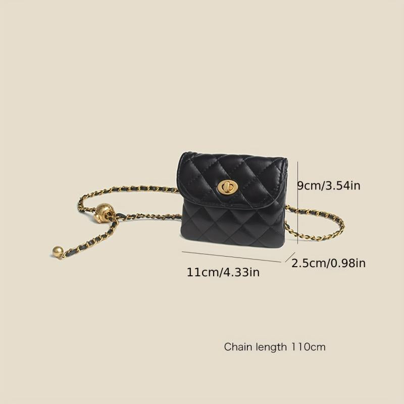 Women's Argyle Quilted Crossbody Mini Chain Belt Bag