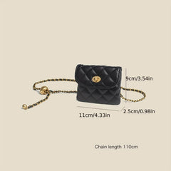 Women's Argyle Quilted Crossbody Mini Chain Belt Bag