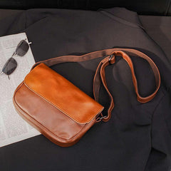 Men's Leather Crossbody Bag Chest Bag Satchel