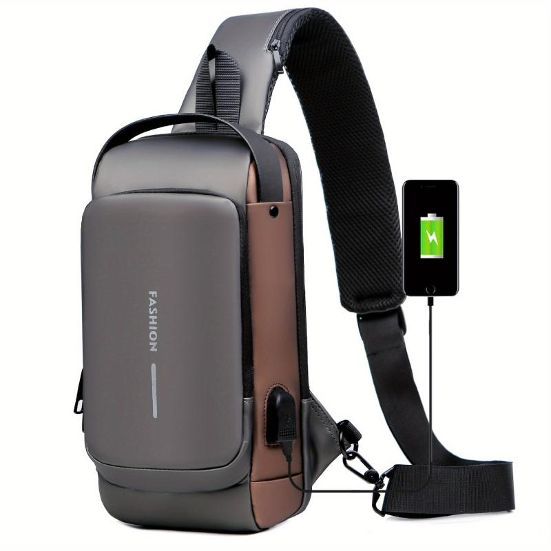 Men's Chest Bag USB Charging Single Shoulder Messenger Bag Anti theft