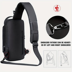 Men's Chest Bag USB Charging Single Shoulder Messenger Bag Anti theft