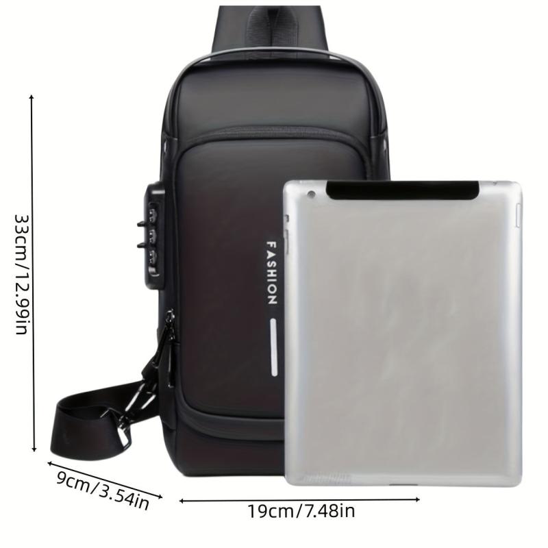 Men's Chest Bag USB Charging Single Shoulder Messenger Bag Anti theft