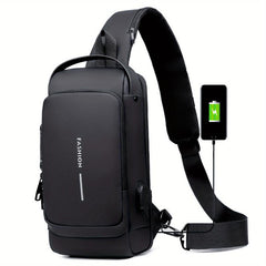 Men's Chest Bag USB Charging Single Shoulder Messenger Bag Anti theft