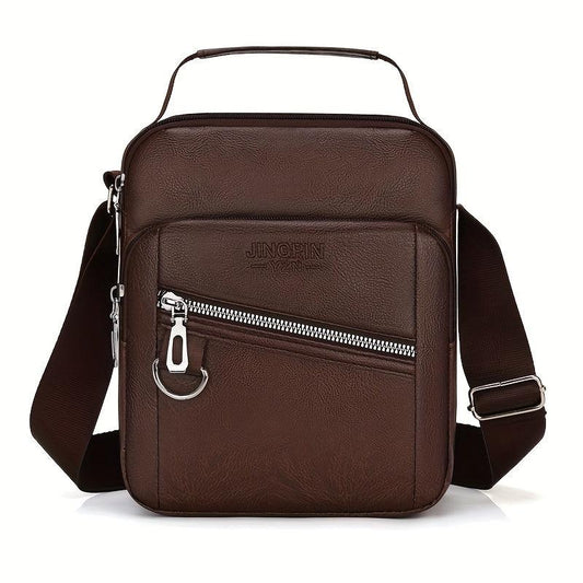 Soft Leather Men's Shoulder Bag Small Backpack for Daily Commuting