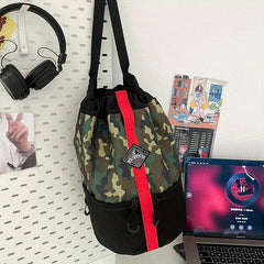 Men's Bucket Bag Shoulder Messenger Bag Large Capacity Fitness Hiking Storage
