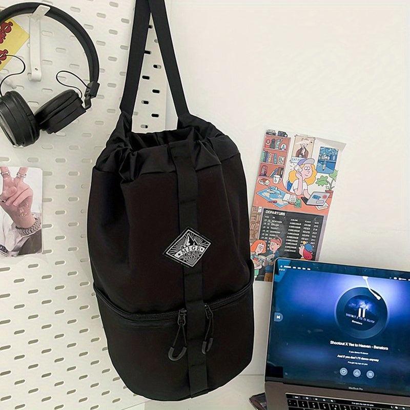 Men's Bucket Bag Shoulder Messenger Bag Large Capacity Fitness Hiking Storage