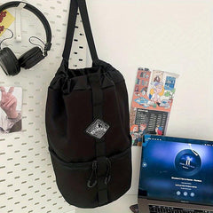 Men's Bucket Bag Shoulder Messenger Bag Large Capacity Fitness Hiking Storage