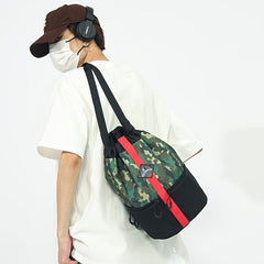 Men's Bucket Bag Shoulder Messenger Bag Large Capacity Fitness Hiking Storage