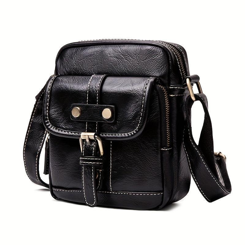 Vintage Men's PU Leather Shoulder Bag Crossbody Vertical Bag